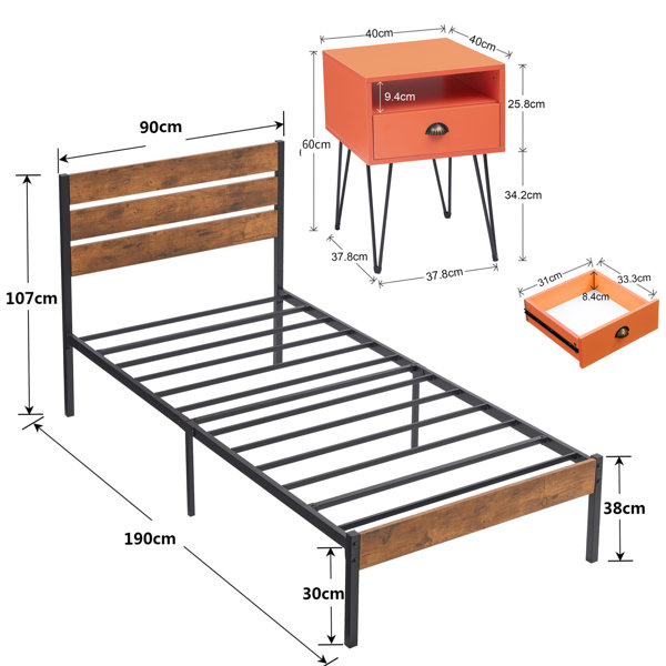 Borough Wharf NS 3 Piece Bed Frame And Beside Table Bedroom Set & Reviews Wayfair.ie
